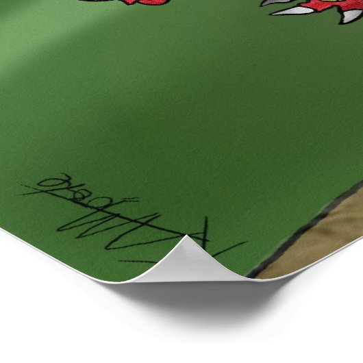 Poster "Little Red Dragon" van Kev Moore (Hoek)