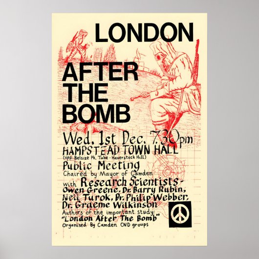 Poster Londen na de bom openbare bijeenkomst van d (Voorkant)