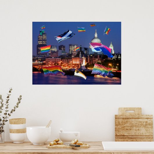 Poster Londense vliegPride Flags (Keuken)