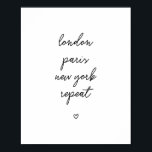 poster 'London Paris New York Repeat' | Roze 8 x 1<br><div class="desc">poster 'London Paris New York Repeat' | Roze 8x10 Ontworpen door Gorjo-Design // Een aangepast ontwerp nodig? Heb je andere ideeën? Neem contact met mij op via: zoe@gorjodesigns.com //</div>