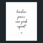 poster 'London Paris New York Repeat' | Roze 8 x 1<br><div class="desc">poster 'London Paris New York Repeat' | Roze 8x10 Ontworpen door Gorjo-Design // Een aangepast ontwerp nodig? Heb je andere ideeën? Neem contact met mij op via: zoe@gorjodesigns.com //</div>