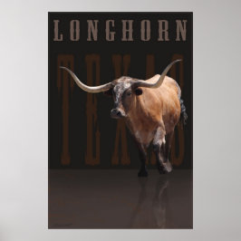 Poster Longhorn Power met tekst -40x60 - of kleine