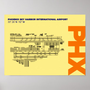 Poster luchthavendiagram Phoenix (PHX)