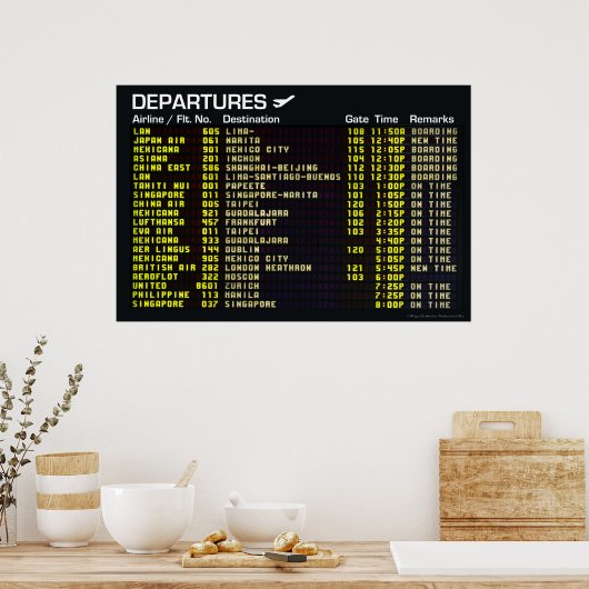 Poster luchthavenvertrek (Keuken)