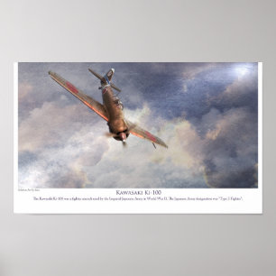 Poster luchtvaartkunst "Kawasaki Ki-100"