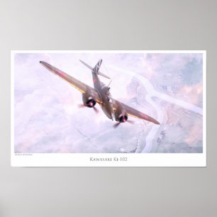 Poster luchtvaartkunst "Nakajima Ki-102 "