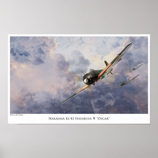 poster luchtvaartkunst " Nakajima Ki-43 Oscar " (Voorkant)