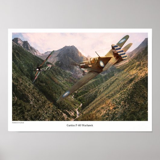 Poster luchtvaartkunst "P-40 Warhawk" (Voorkant)