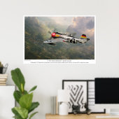 Poster luchtvaartkunst "P-47D Thunderbolt "Saucy S (Thuiskantoor)