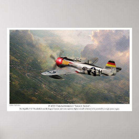 Poster luchtvaartkunst "P-47D Thunderbolt "Saucy S (Voorkant)