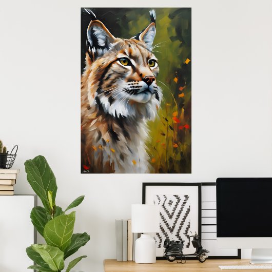 Poster | Lynx Cat | Olieverfstijl (Thuiskantoor)