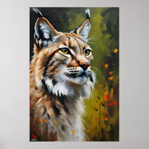 Poster Lynx Cat Olieverfstijl