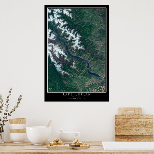 Poster Maart boven Chelan Washington Satellite (Keuken)