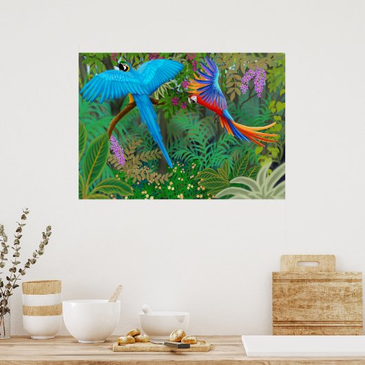 Poster Macaw Oerwoud (Keuken)