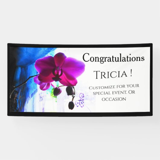 Poster, Magenta Orchidee, achtergrondopties per kl Spandoek (Horizontaal)