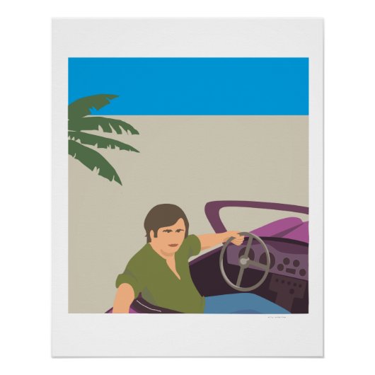 poster man in sports car (Voorkant)