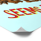 Poster man op paard achteruit grappig! (Hoek)