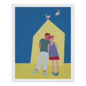 poster man vrouw vogeltjes (Voorkant)