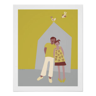 poster man vrouw vogeltjes huis