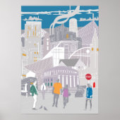 Poster Manchester Skyline Illustratie Kunstwerk (Voorkant)