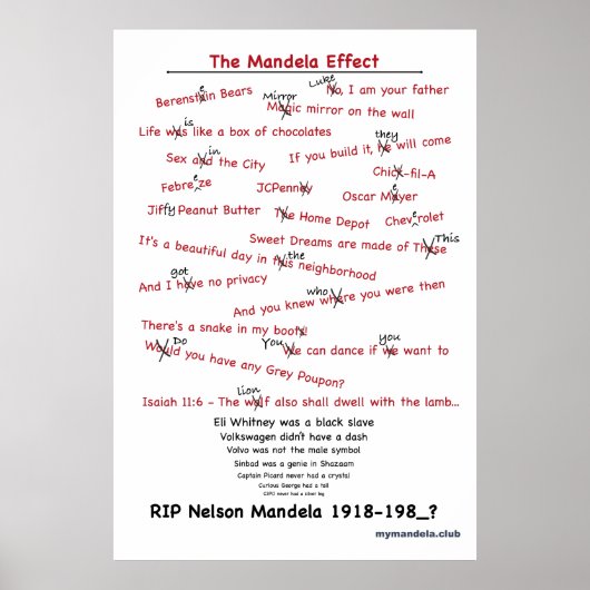 Poster Mandela Effecten (Voorkant)