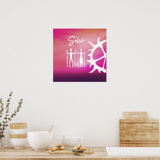 Poster med samiska mönster i rosa (Keuken)