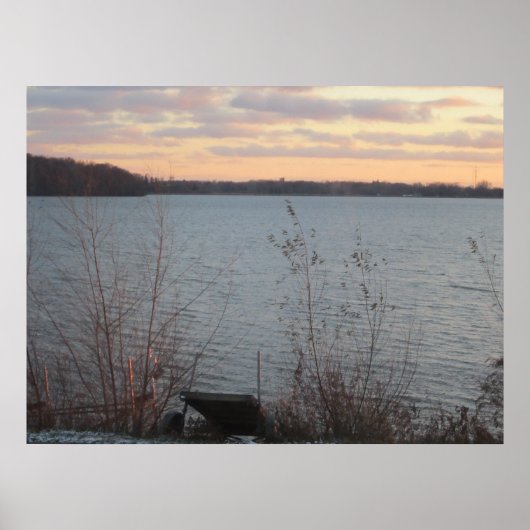 Poster meer Shore Sunset (Voorkant)