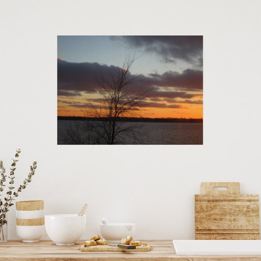 Poster meer Sunset (Keuken)
