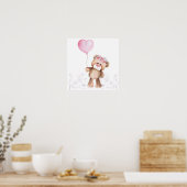 Poster - Meisje Baby Beer met ballon (Keuken)
