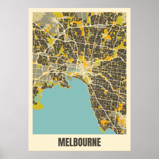 Poster Melbourne Map (Voorkant)