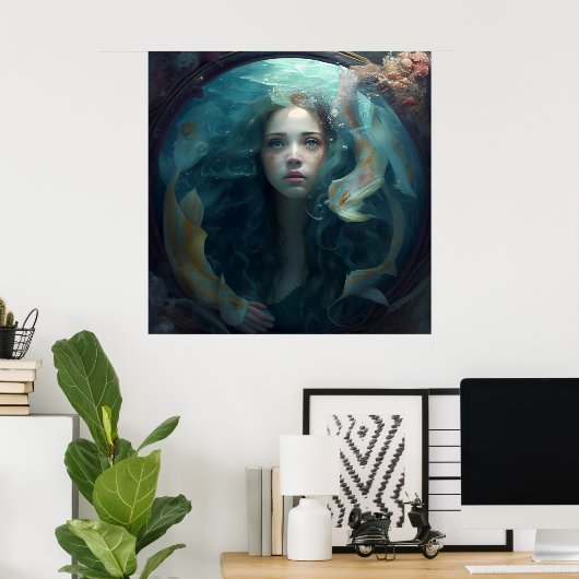 Poster mermaid (Thuiskantoor)
