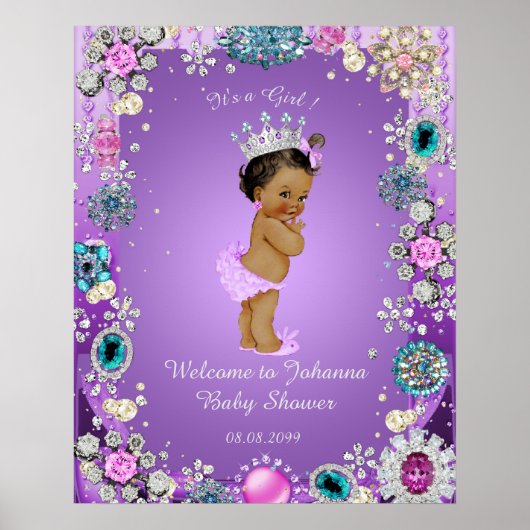 Poster Mermaid paars, juwelen,16x20 (Voorkant)