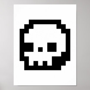 Poster met 8-bits pixels schedel