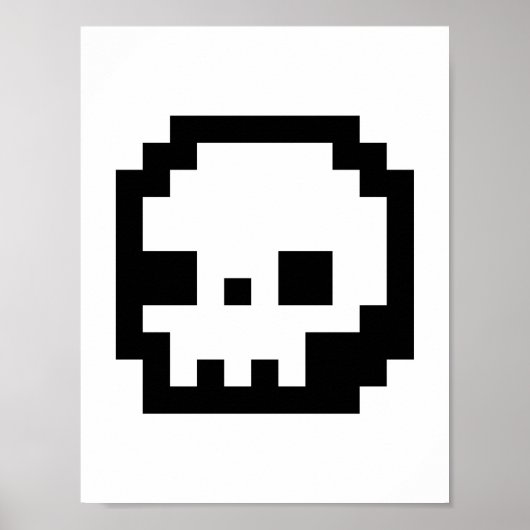 Poster met 8-bits pixels schedel (Voorkant)