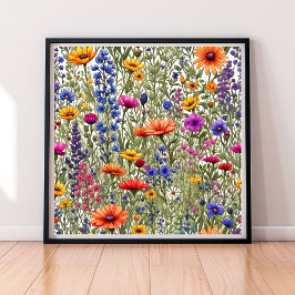 Poster met all-overprint van wilde bloemen