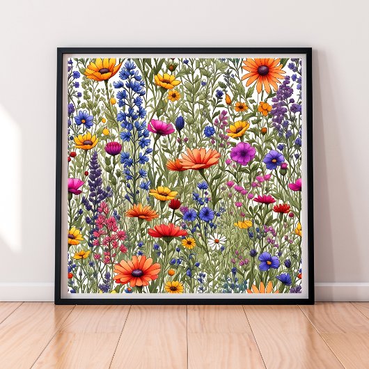 Poster met all-overprint van wilde bloemen