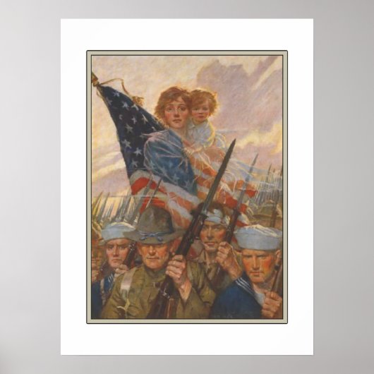 Poster met American WWWII Propaganda Print (Voorkant)