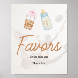 Poster met baby shower favorieten voor koffiebrouw