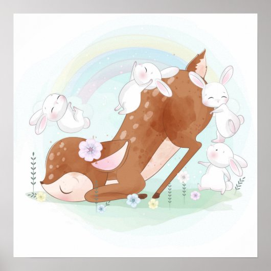 Poster met babyherten en babykonijnen (Voorkant)