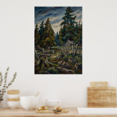 Poster met bergboslandschap (Keuken)