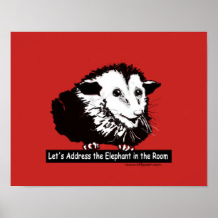 Poster met bericht en possum