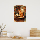 poster met bibliotheekkat (Keuken)