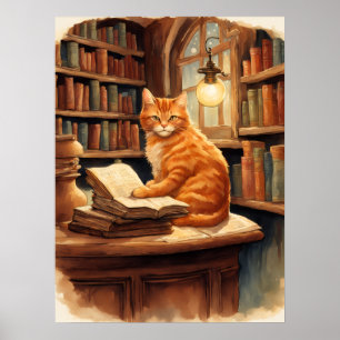 poster met bibliotheekkat