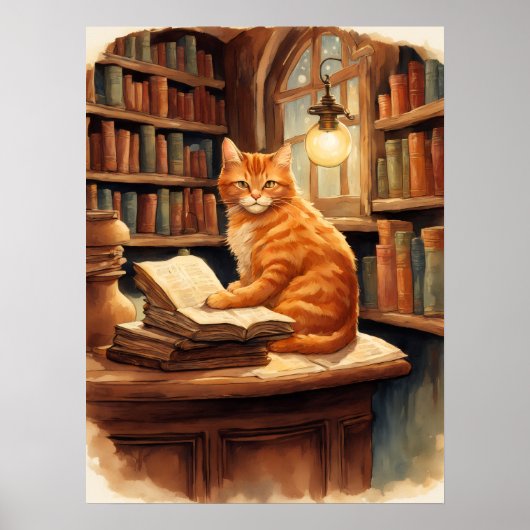 poster met bibliotheekkat (Voorkant)