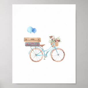 Poster met blauw fiets, kalkzandsteen