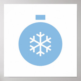 Poster met blauw kerstbal