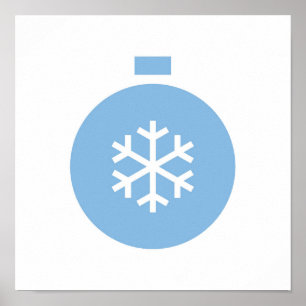 Poster met blauw kerstbal