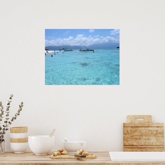 Poster met blauw paradijs (Keuken)