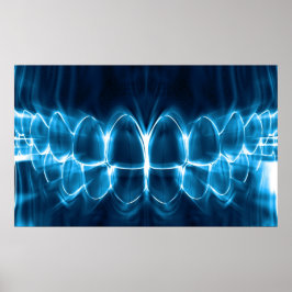 Poster met blauw tenteken