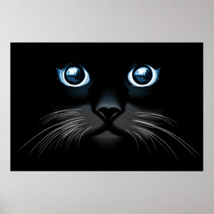 Poster met blauw zwarte kat